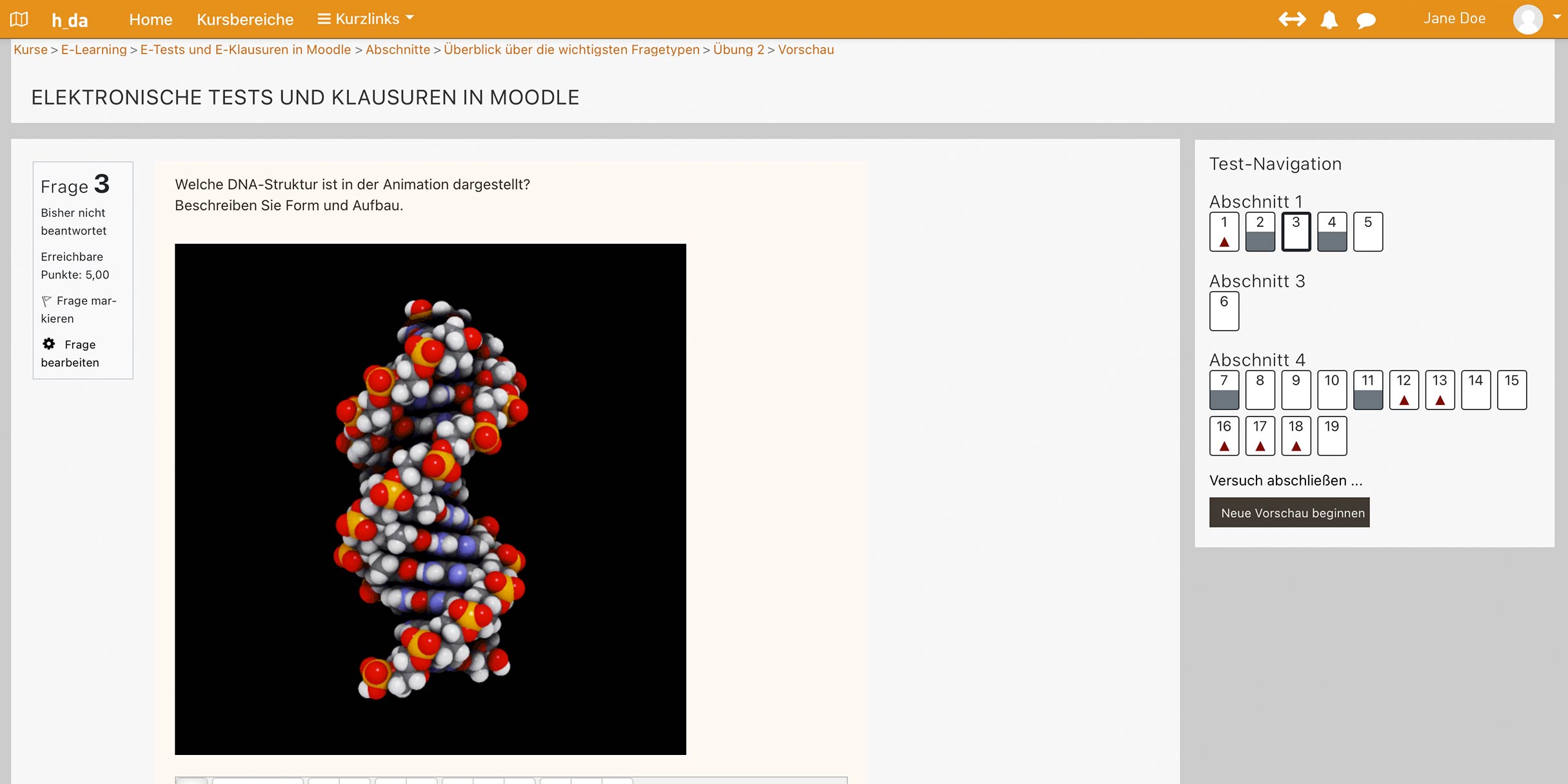 Elektronischer Test in Moodle